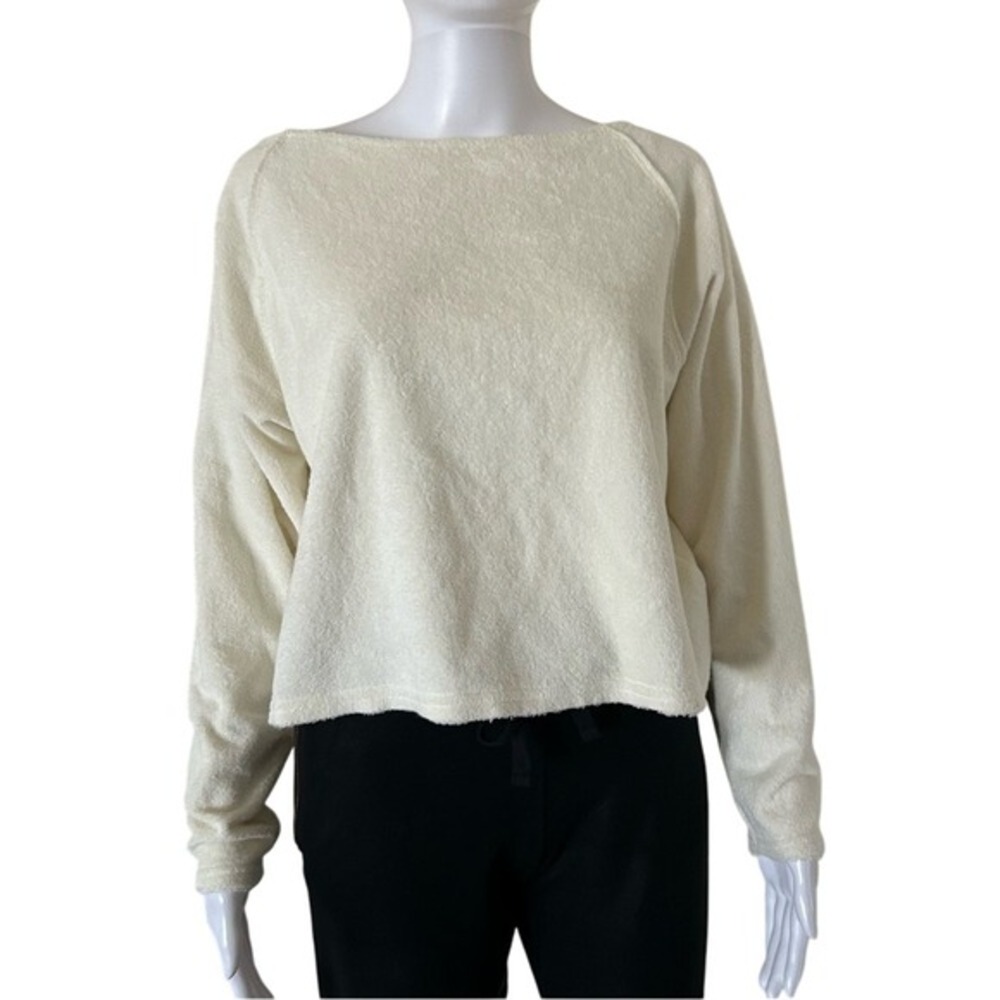 ATM Anthony Thomas Melillo Bateau Neck Long Sleeve Cotton Boxy Sweater Top XS